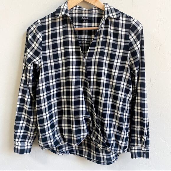 Madewell Arion Faux Wrap‎ Plaid Top - Picture 2 of 5